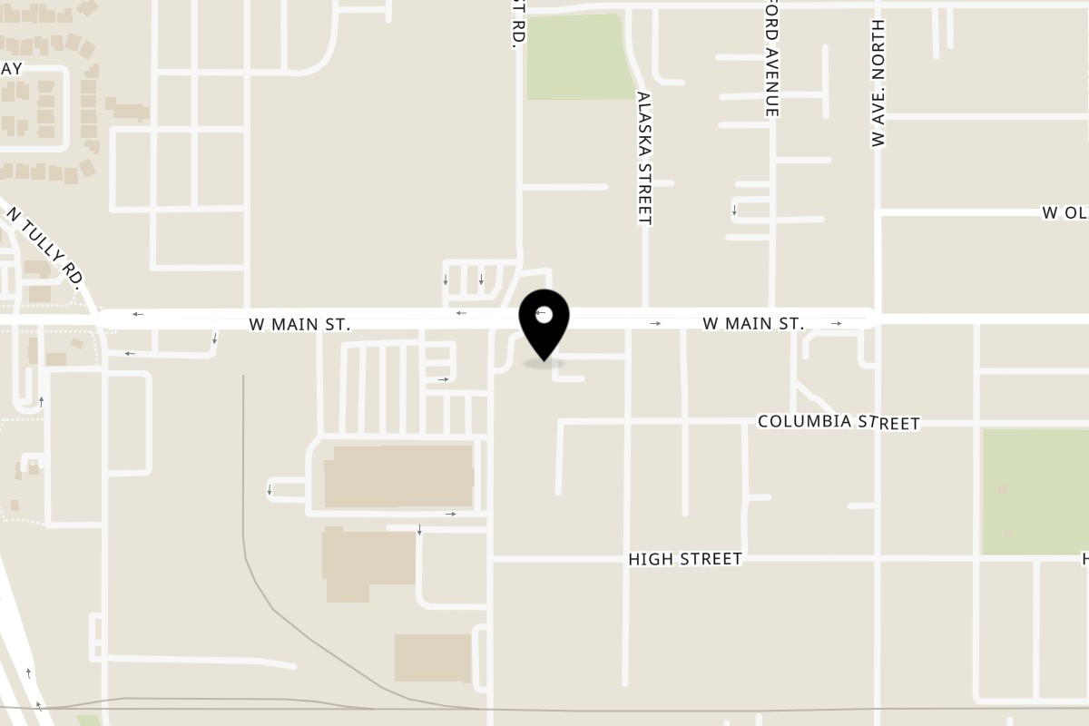 Map showing the location of Nagina Palace on 1142 W Main St in Turlock